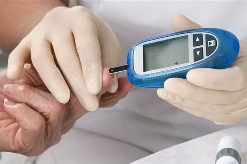 a blood sample to measure blood sugar in diabetes